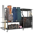 DWVO Golf Bag Organizer for Garage, Golf Storage Stand with Casters, Garage Sports Organizer for Balls, Rackets, Roller Skates and Other Sport Equipments