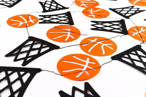 Basketball Hoop Garland Decorations - Sports-Themed Banner for Game Day Parties & Celebrations