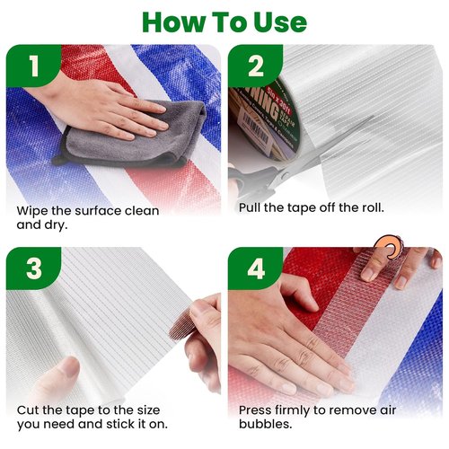 Awning Covers | Waterproof Self-Adhesive Repair Tape Kit for Tents, RVs, Canopies - 3” Clear Mesh