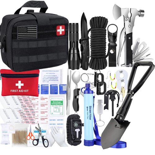Carlebben Survival Kit Camping kit First Aid Kit Emergency Bugout Bag Gifts for Men Tactical Gear Accessories Molle Attachments Military