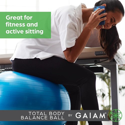 Gaiam Anti-Burst Exercise Ball - Textured Grip for Core Strength & Yoga | Includes Air Pump
