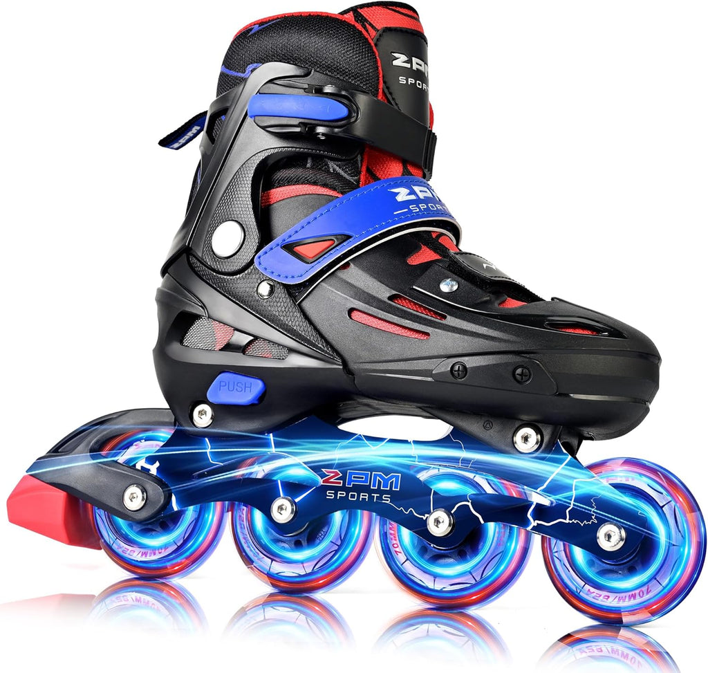 2PM SPORTS Inline Skates for Kids - Adjustable Light-Up Roller Skates for Ages 5-12 | Indoor/Outdoor Use