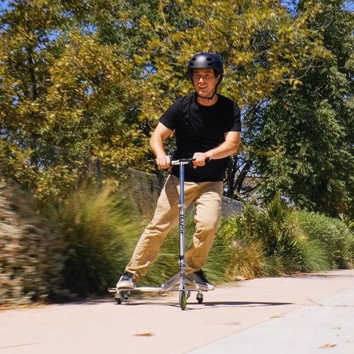 Razor DLX PowerWing Caster Scooter, 3 Urethane Wheels for Taller Riders, Hand Brake, Adjustable Handlebar Height, Folds for Easy Transport & Storage