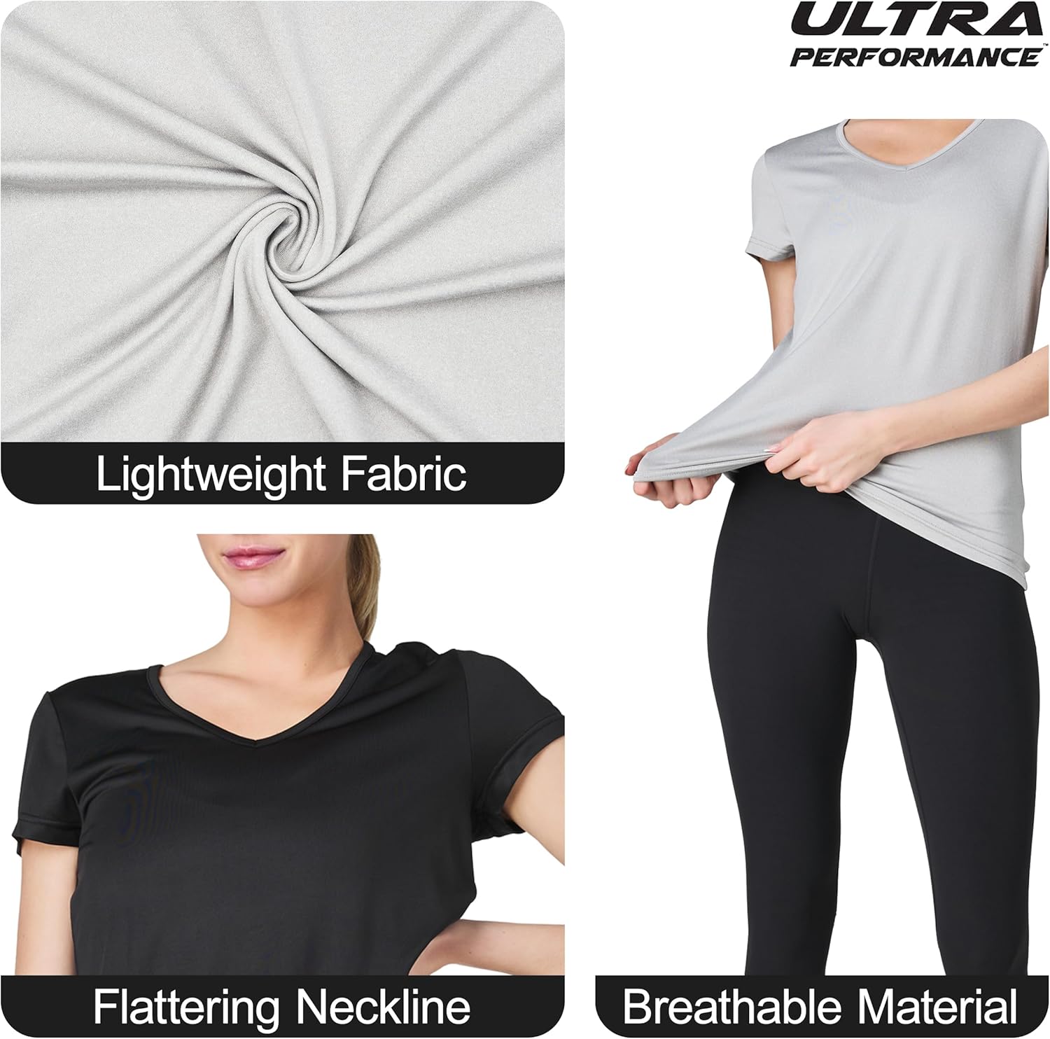 Skiennix Women's V-Neck Activewear T-Shirts - 3 Pack Athletic Workout Tops for Gym & Yoga