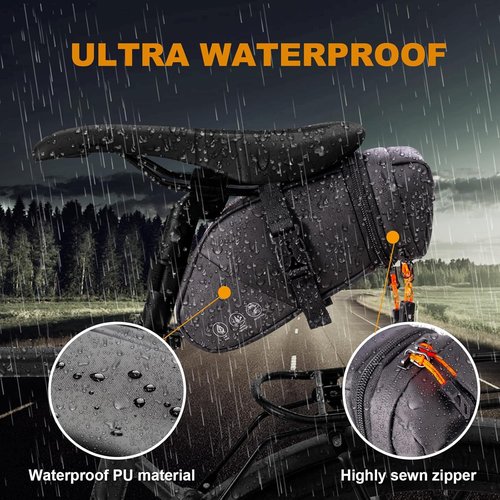 NDakter Bike Seat Bag - 2L Waterproof Bicycle Saddle Pouch with Adjustable Storage & Reflective Coating