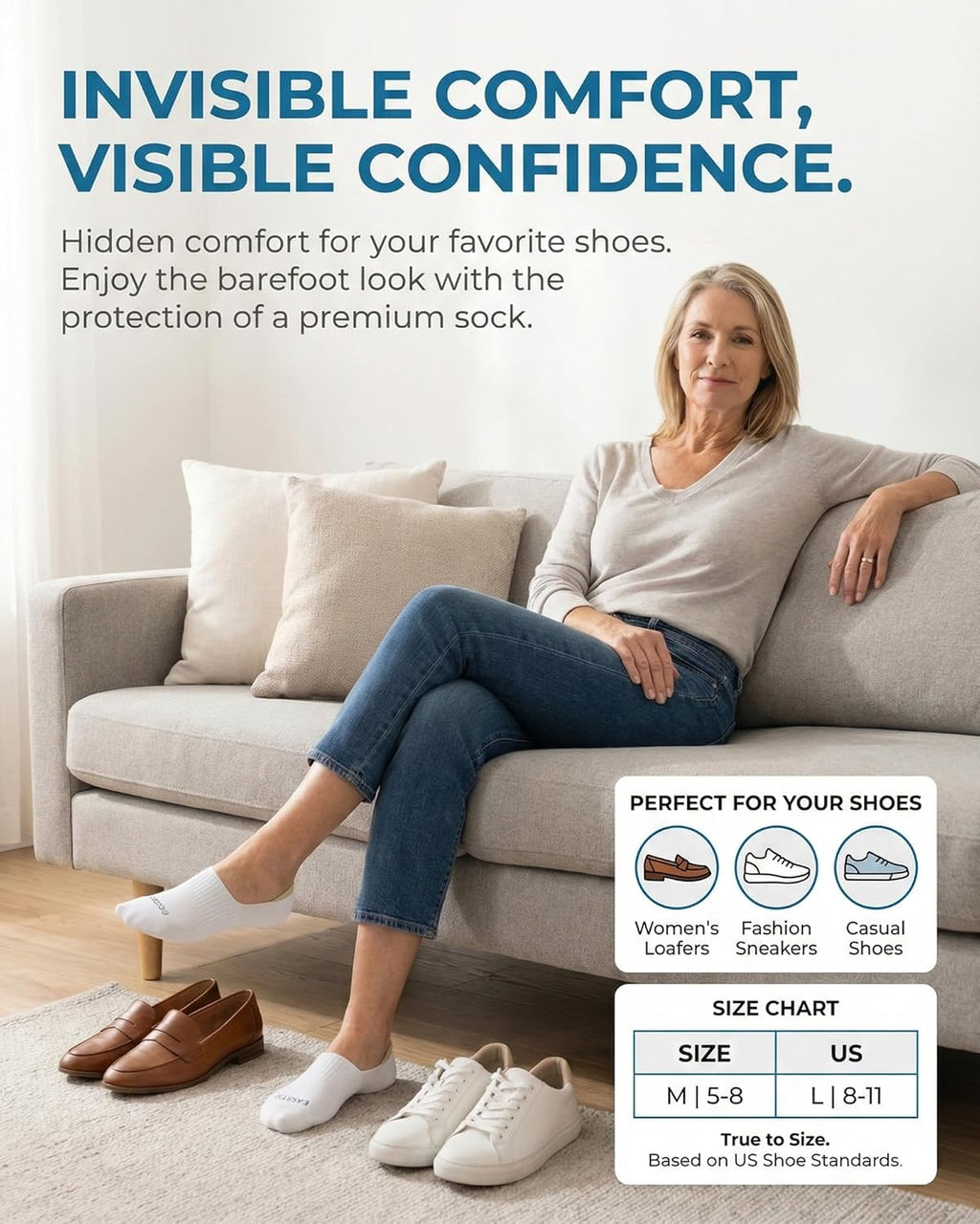 Skiennix No Show Socks for Women - 77% Cotton Non-Slip Invisible Low Cut Liners | 4/8 Pairs