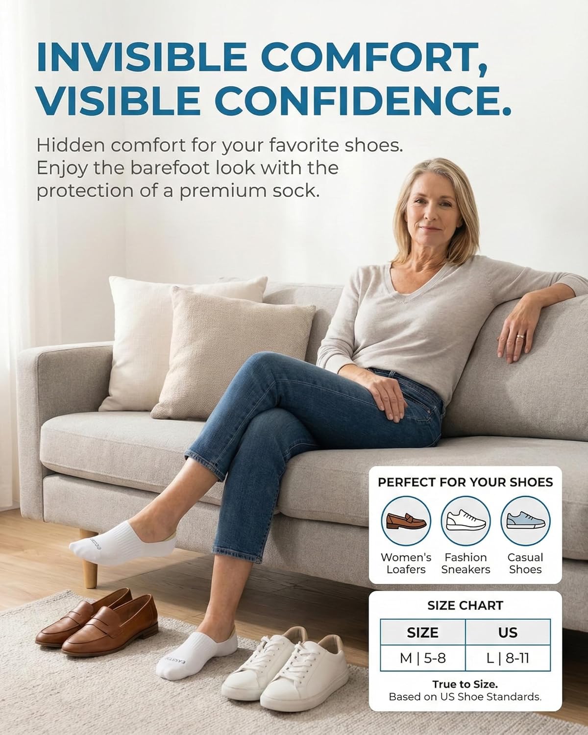 Skiennix No Show Socks for Women - 77% Cotton Non-Slip Invisible Low Cut Liners | 4/8 Pairs
