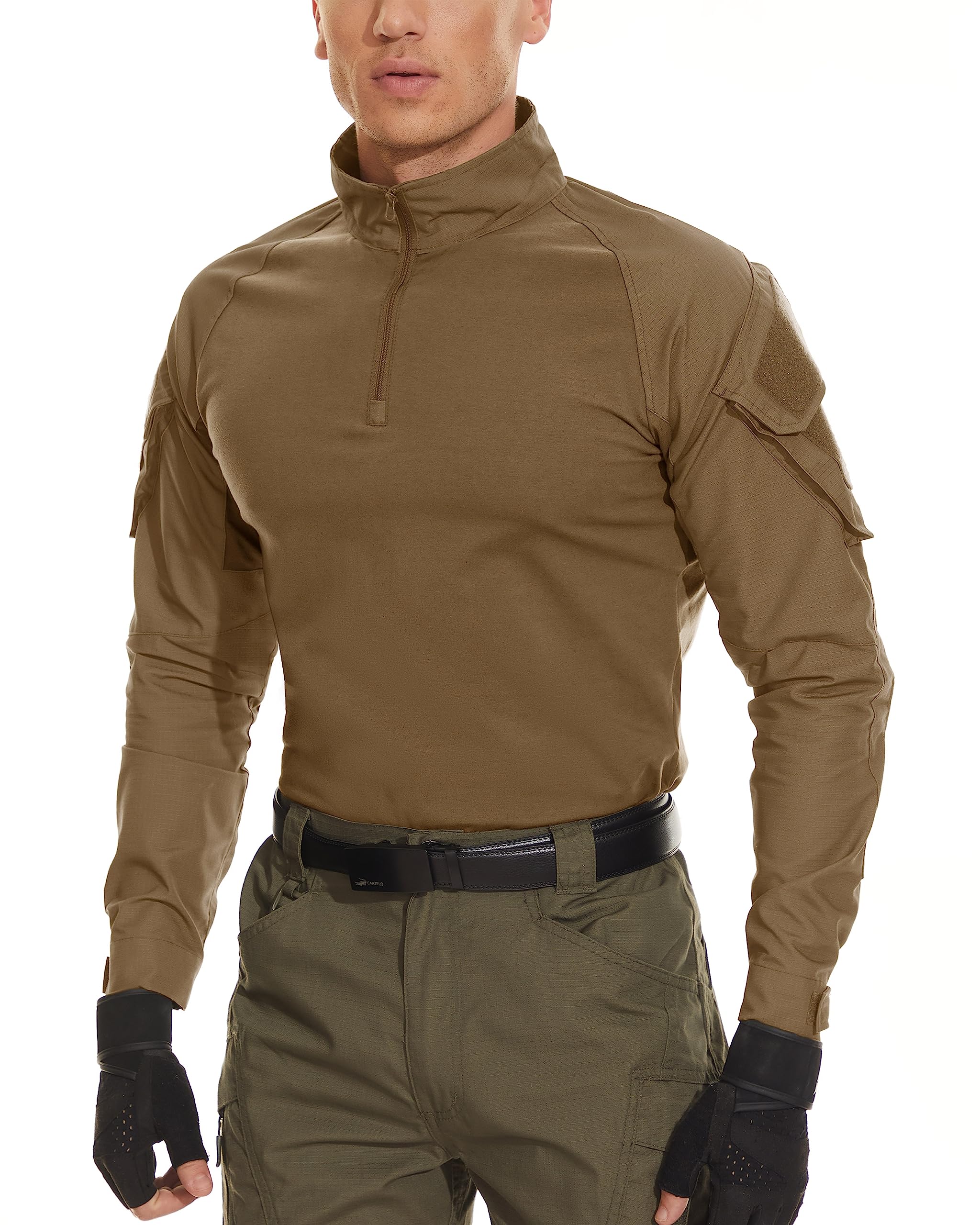 MAGCOMSEN Work Shirts for Men Long Sleeve Shirts Men Tactical Shirts for Men Fishing Shirts Hiking Shirts Mens Hunting Shirts Camping Shirts Brown