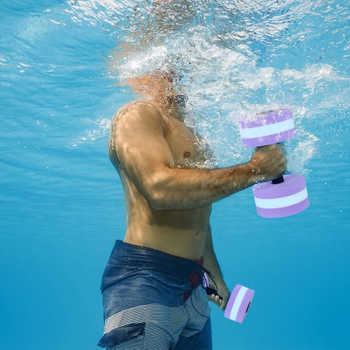 SEWACC Aquatic Exercise Dumbbells 2Pcs Water Dumbells Foam Water Weights Aquatic Fitness Equipment for Water Aerobics (Purple)
