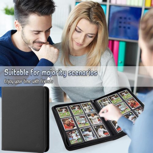 Arkeiliy Card Binder - 9 Pocket Double-Sided Trading Card Holder | Premium Zip Album for 540 MTG (Black)