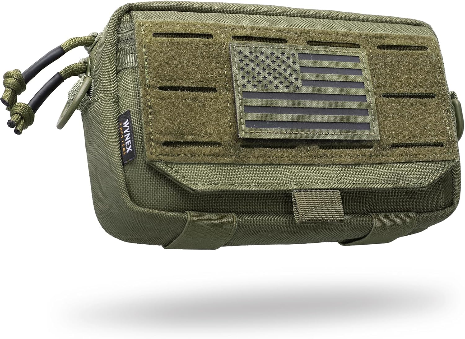 WYNEX Tactical Molle Admin Pouch - Utility EDC Bag with Laser Cut Design & American Flag Patch