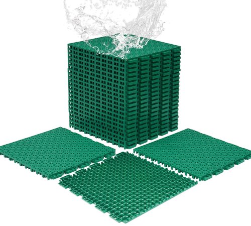 jxgzyy 24 PCS Basketball Court Tiles, 5/8 Inch Thick Interlocking Sport Outdoor Floor Tiles, Non Slip PP Drainage Mat for Tennis Court Drain Deck Pool Patio Shower Kitchen Garage Poach