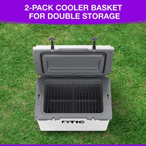 2-Pack Cooler Basket for RTIC 52 & 72 Qt Ultra-Light Coolers – Double Cooler Rack for Double Storage & Heavy-Duty Wire Organizer Will Not Fit for RTIC 32 Coolers
