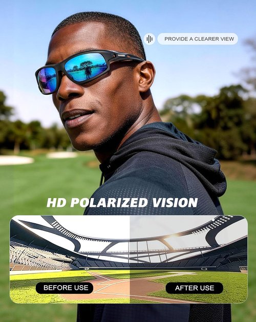 KALIYADI Polarized Sunglasses-Men Sports Sun-Glasses: Mens Sunglasses UV400 Protection for Running Fishing Golf