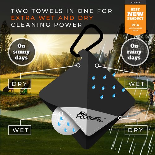 Frogger Amphibian Towels Bundle - Amphibian & Golf Ball Towel Combination - Every Towel for All Golfing Needs, Keep Clubs and Balls Clean and Dry, Green