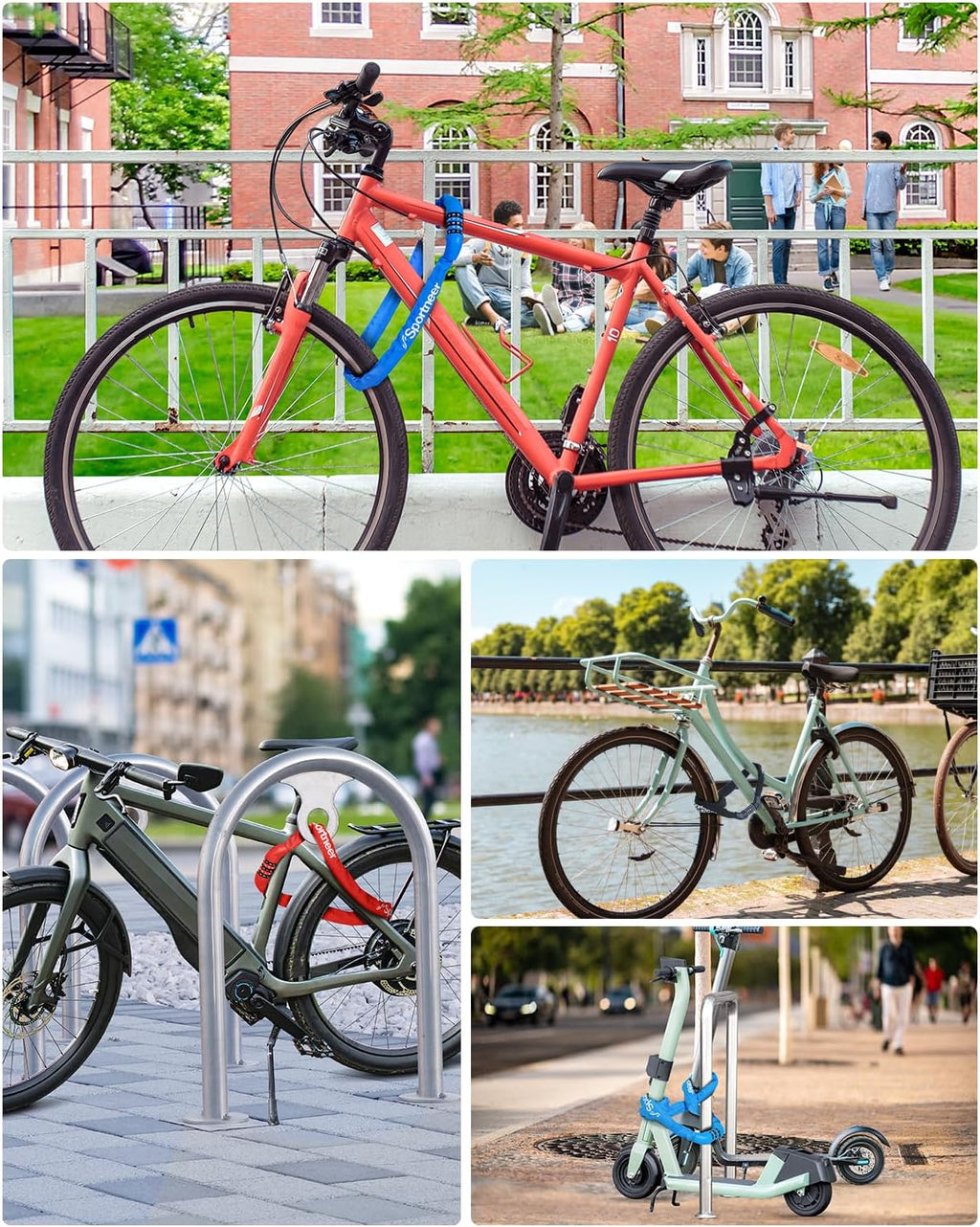 Sportneer Bike Lock - High Security 5-Digit Combination Chain Lock | Keyless & Heavy Duty, 3.2/3.6/4ft Options