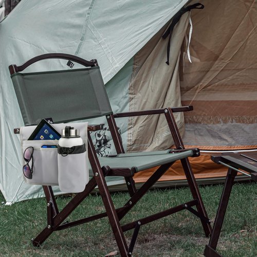 Xxerciz Beach Chair Cup Holder, Camping Chair Armrest Drink Organizer with Easily Attached Hook and Loop Strap, Universal Chair Accessory for Water Bottle, Sunglasses, Phone, Tablet, etc. (Gray)