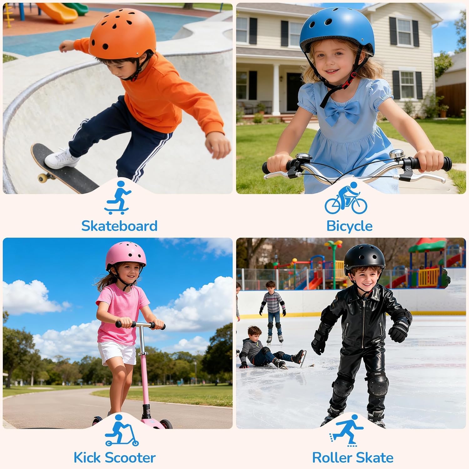 Skiennix Kids Bike Helmet - Adjustable Lightweight Safety Gear for Ages 1-14 | Multi-Sport Use