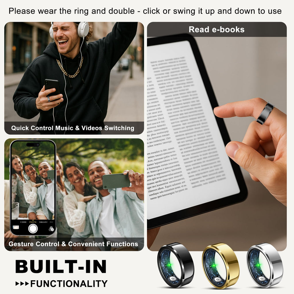 RIFESI Smart Ring for Women Men, Fashion Minimalist Fitness Ring & Sleep Tracker Ring with Heart Rate, Blood Pressure,5ATM Waterproof Health Ring,Gifts for Women Men Gift,No Subscription (11,Black)
