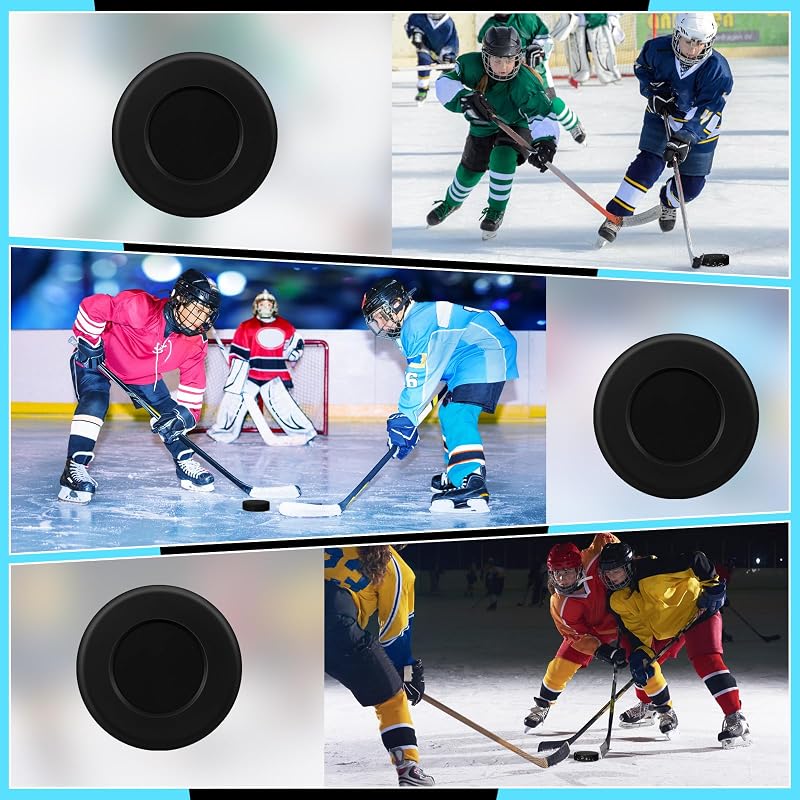 RoundFunny 12/24 Pcs Black 3" Ice Hockey Pucks – Lightweight Hollow PVC Street Hockey Training