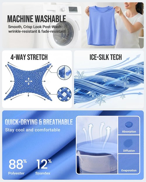 JOYSPELS Workout Tank Tops for Women - Ice Silk Quick-Dry Athletic Crop Top | Loose Fit Yoga & Gym Shirt