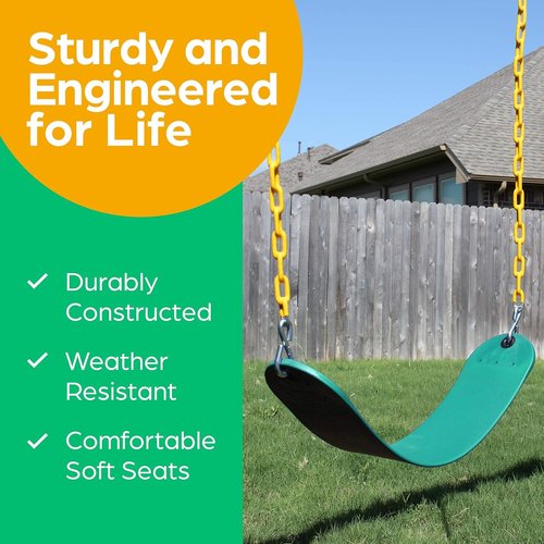 Jungle Gym Kingdom Swing Seat Replacement Kit - Heavy Duty Chains for Outdoor Play | Green, 1 Pack