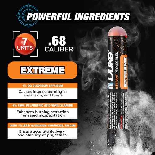 Duke Extreme 68 Caliber Non-Lethal OC Spray Balls - Effective Self Defense Projectiles (1% OC + 4% PAVA)