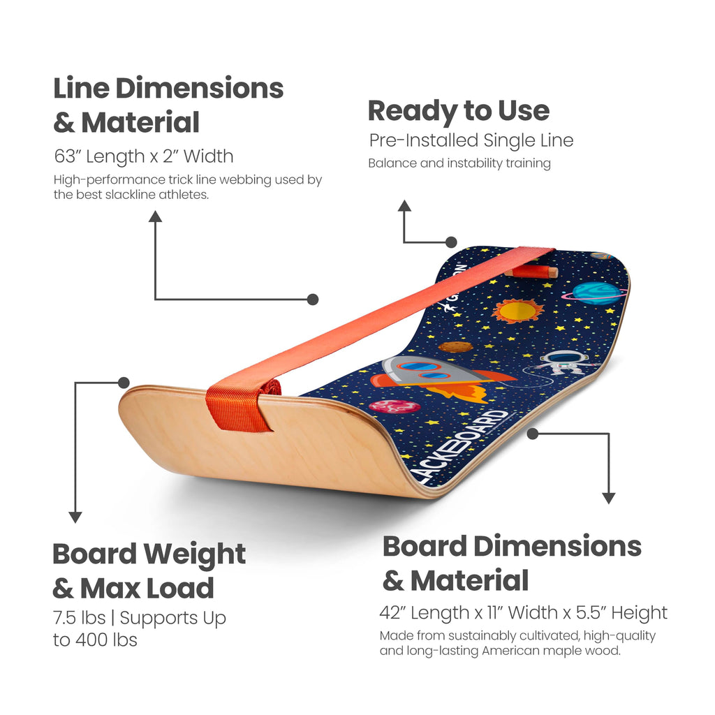 GIBBON SlackBoard - GiBoard Balance Board Kids & Adults - Slackline Balance Trainer - Slack Board Core Workout Equipment Home Gym Training - Standing Desk Exercise - Yoga, Agility, Pilates & More