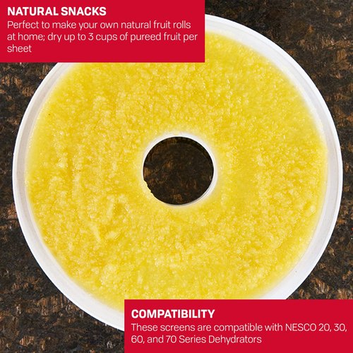 Nesco LSS-2-6 Snackmaster Fruit Roll Sheet for Nesco Food Dehydrators, Great for Drying Sauces, Purees, Soups, and Liquids, Make Fruit Rolls at Home, 2 Count