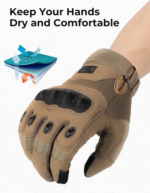 KEMIMOTO Tactical Gloves - Touchscreen Motorcycle Gloves with Hard Shell & Palm Padding | Ideal for Sports, Cycling, Hunting, and More
