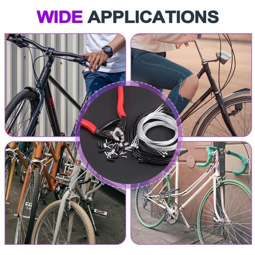 Swpeet 83Pcs Stainless Steel Bike Cable Cutter and Brake Cable Housing Shift Cable Housing with End Caps, Bike Brake Cable Shifter Cable and O-Rings Kit, Perfect for Mountain Road Bike Bicycle