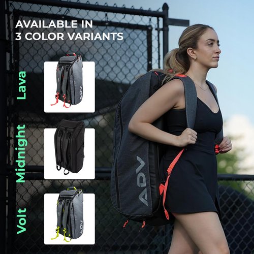 ADV Pro Tennis Bag V3 - Game-Changing Tennis Racquet Bag, Tennis Racket Bag & Backpack with Cooler, Sweat & Shoe Compartment, and Unmatched Organization, Designed for Men and Women (Lava)