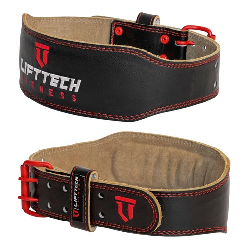 Lift Tech Fitness 4'' Padded Weight Lifting Belt - Leather Workout Belt for Men & Women - Gym Belt for Powerlifting, Deadlift, Strength training - 4'' Padded Belt for Weightlifting - Black, XL