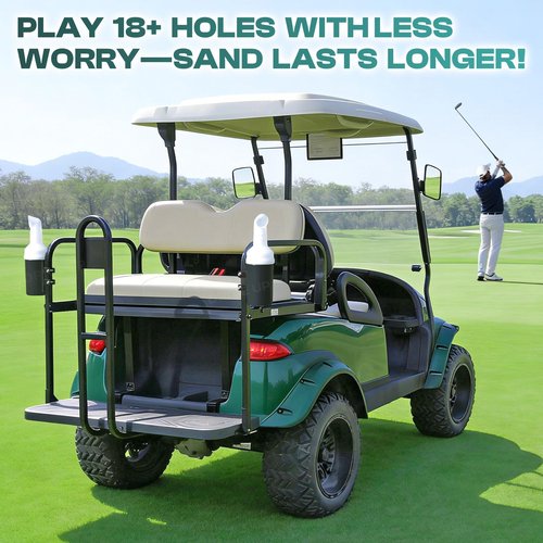 DRIVE UP Golf Cart No Drilling Sand Bottle, Universal Divot Filler Sand & Seed Bottle with Rattle Proof Holder Suitable for EZGO, Club Car and Yamaha, Drilling-Free with Large Capacity - 2 Packs