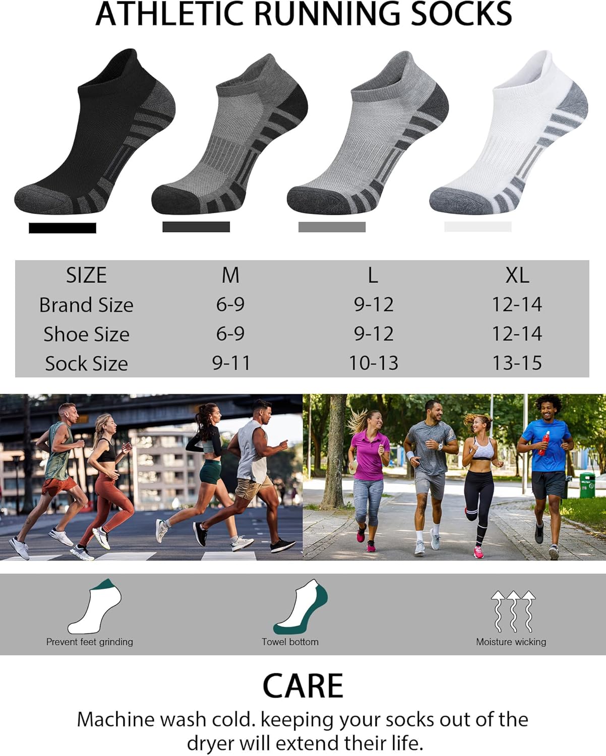 Airacker Ankle Athletic Running Socks - Cushioned & Breathable Low Cut | 6 Pairs for Men & Women