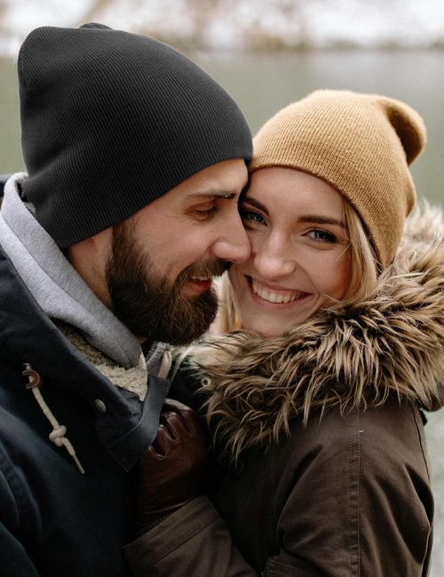 100% Cotton Beanie Hat for Men Women - Soft Unisex Winter Knit Skull Cap, Stretch Fit Fashion Fisherman Beanie, Black