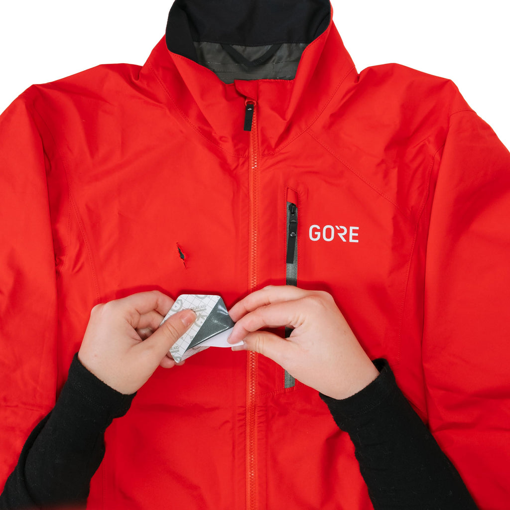 GEAR AID Tenacious Tape Gore-TEX Fabric Patches for Waterproof Jacket & Rain Gear Repair, Black, 2.5” x 2.8” Hex & 2.5” x 4” Rectangle, 4 Patches