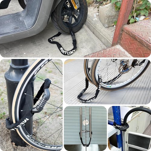 MEETLOCKS 3.2ft Bike Chain Lock - 5-Digit Combination High Security Anti-Theft Lock for Bicycle, Scooter, Motorcycle, Door, Gate