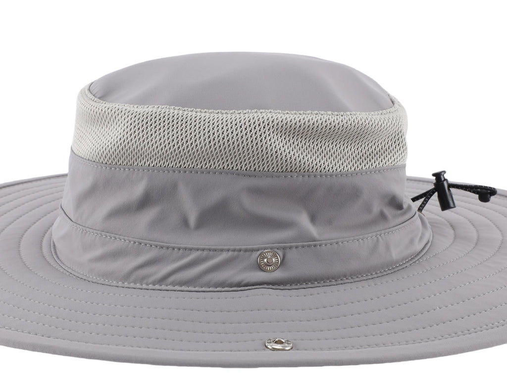 Connectyle UPF 50+ Fishing Sun Hat for Men Women Outdoor Adjustable Safari Sun Hats Summer Beach Cowboy Bucket Hat Light Grey