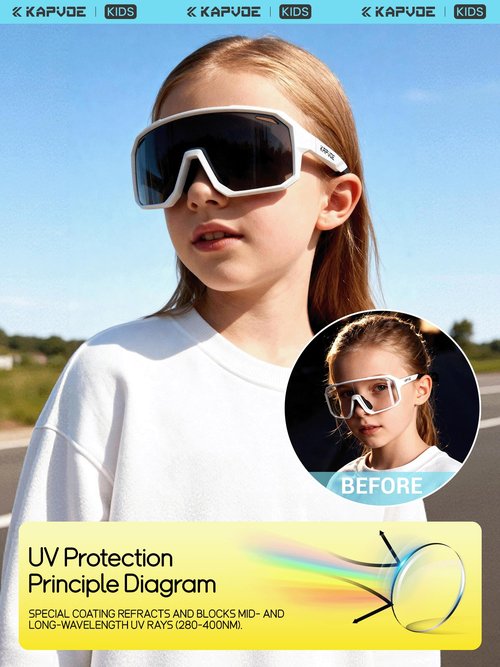KAPVOE Kids Photochromatic Sunglasses Youth Baseball Sunglasses UV400 Protection Lightweight TR90 Frame Cycling Glasses for Boys Girls Sports Cycling 12