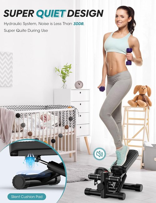Mini Portable Stepper Machine - 330LBS Capacity, Adjustable Height & LED Monitor for Full Body Workout