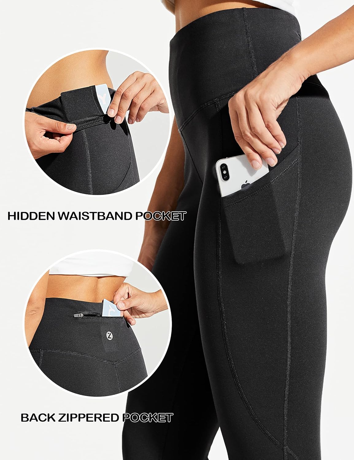 ZUTY Fleece-Lined Winter Leggings - Water-Resistant, Thermal Insulated, High-Waisted with Pockets | Plus Size
