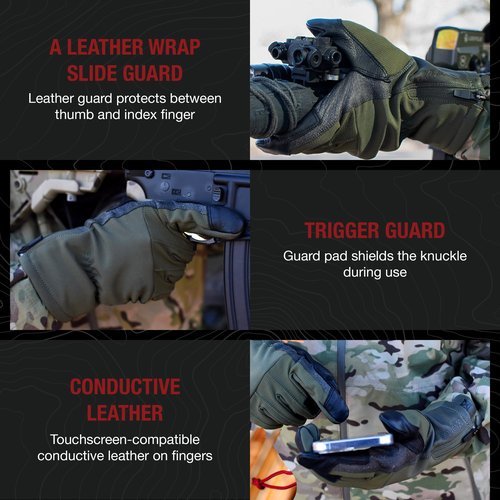 Vertx Crisp Action Mens Tactical Gloves, Water Resistant Breathable Gloves for Hunting Survival Outdoor Gear, Touch Screen Compatible, Urban Grey, Medium