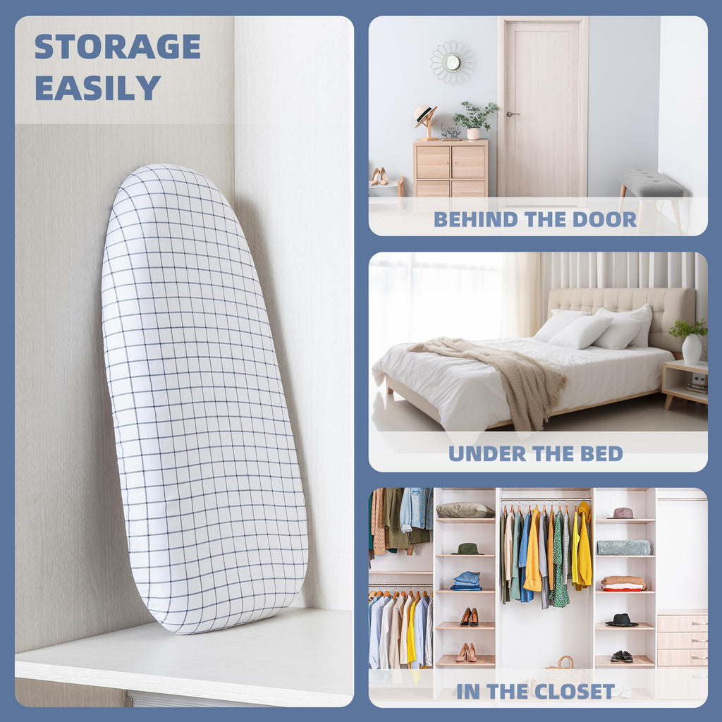 Storage MANIAC Tabletop Ironing Board with Folding Legs, Extra Wide Countertop Ironing Board with Cotton Cover, Portable Mini Ironing Board for Sewing, Craft Room, Household, Dorm, Blue