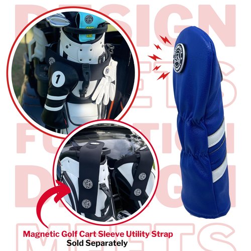 Madson Golf Cart Magnet Headcovers - Club Covers for Clubs, with Rubber Magnet for Secure Positioning and Quick Access, Magnetic Golfing Accessories, Cart Accessories (3 Wood - Blue and White)