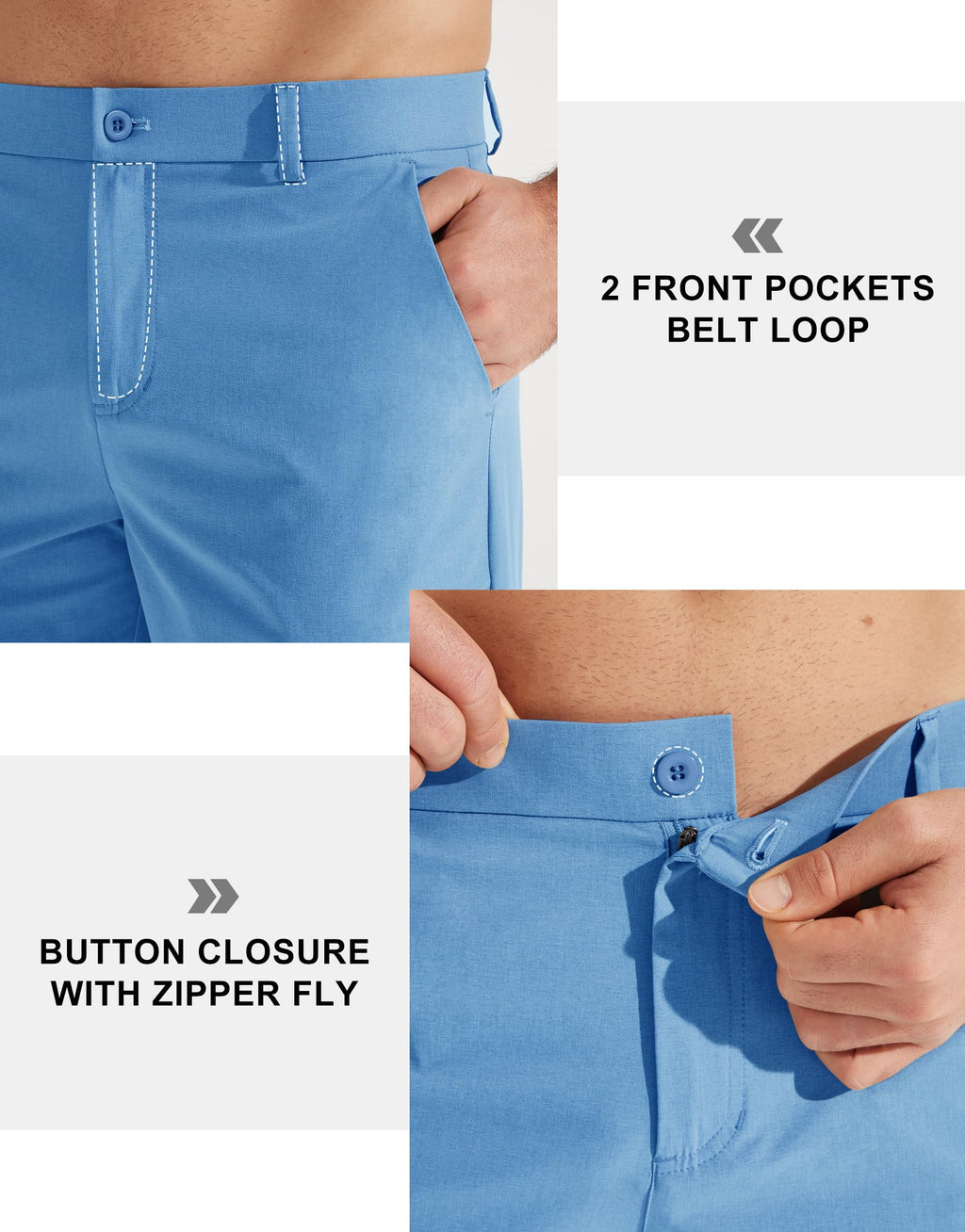 Libin Mens Golf Pants Classic Fit Stretch Work Dress Pants 32" Quick Dry Lightweight Business Casual Trousers Comfort Water Resistant, Brilliant Blue, 38W x 32L
