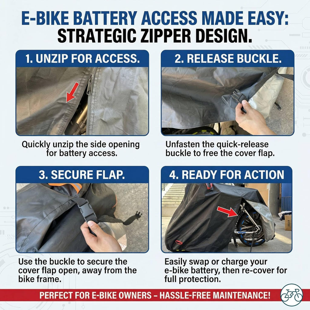 Skiennix Heavy Duty Waterproof Bike Cover - Fits 1-3 Bikes, Windproof, Reflective Strips, Side Zipper
