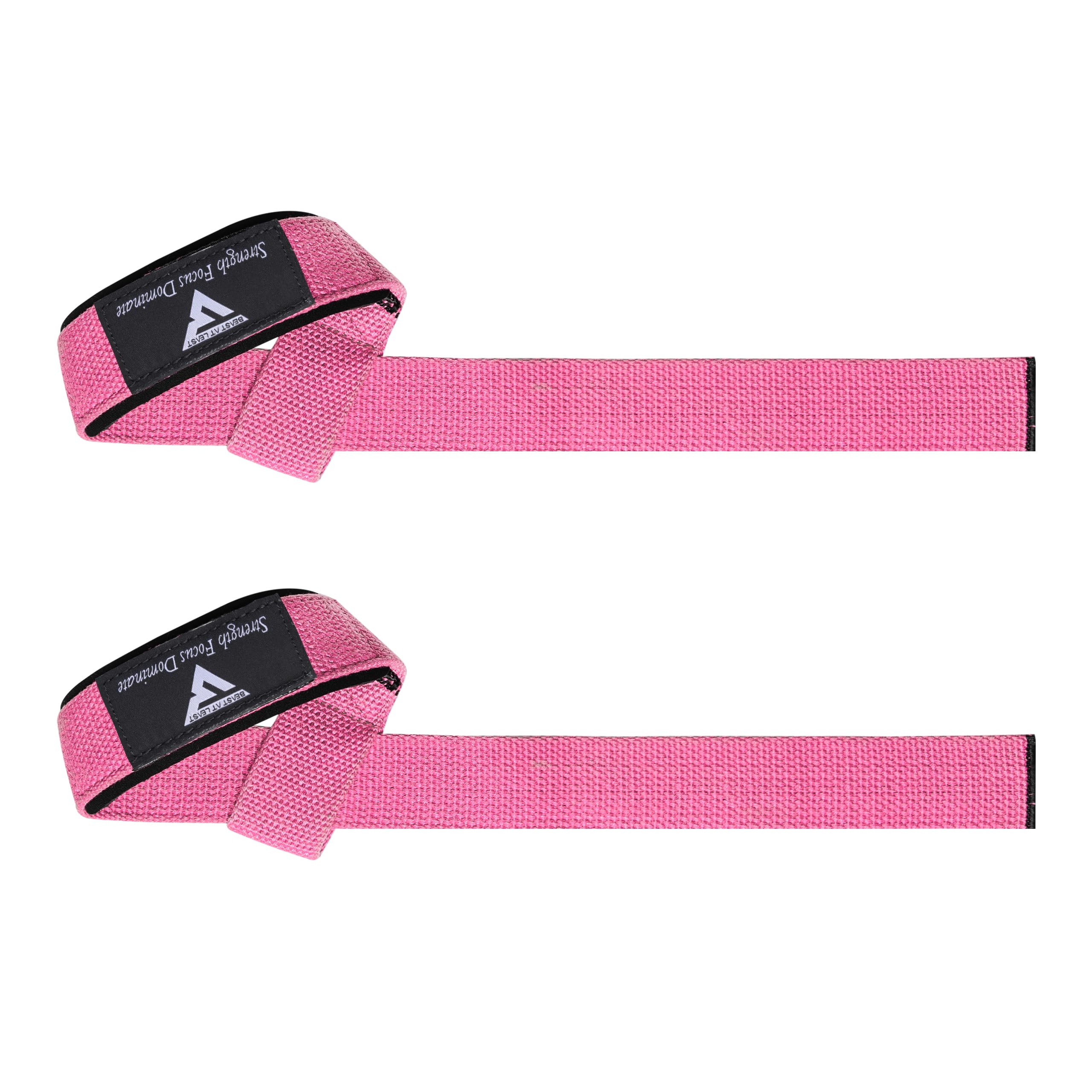 Weight Lifting Straps for Women, Powerlifting Deadlifting, Anti Slip 60cm Hand Bar Grip, 5mm Neoprene Wrist Support, Heavy Duty Weightlifting Bodybuilding Workout (Pink)