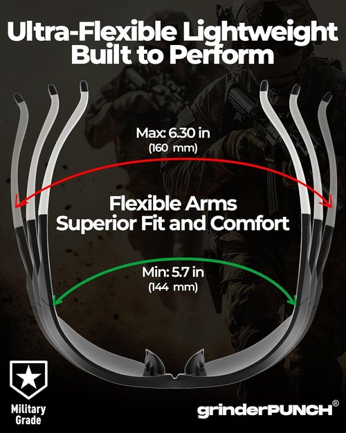 GrinderPUNCH Tactical Shooting Glasses - Military Grade Impact Resistance & 100% UV Protection | ANSI Z87 Certified