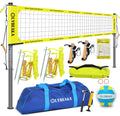 Outdoor Professional Volleyball Net Set with Heavy Duty 2" Adjustable Aluminum Poles, Tetoron Net, Portable 1800D Carry Bag - Super Stable & Anti-Sag with 2 Tension Adjusters for Backyard Beach Grass